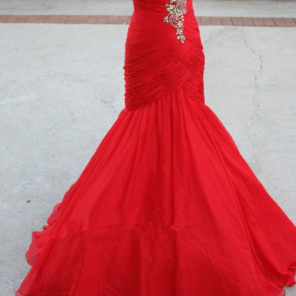 Red Prom Dresses, Mermaid Prom Dresses,long Prom..