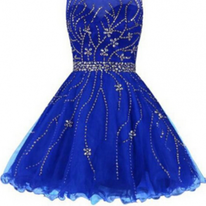 Royal Blue Homecoming Dress,luxury Beading Prom..