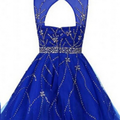 Royal Blue Homecoming Dress,luxury Beading Prom..
