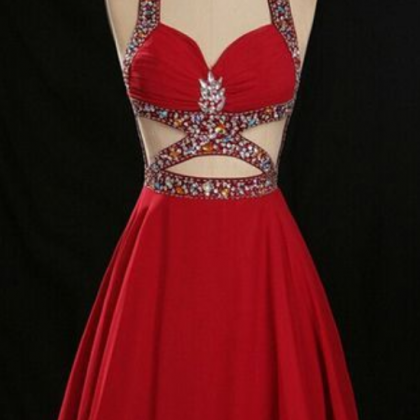 Sexy Red Homecoming Dresses, Backless Prom..