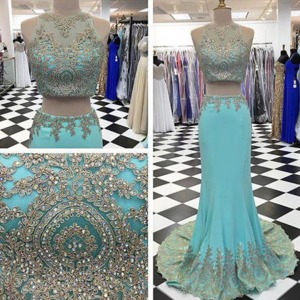 Long Two Pieces Prom Dress, Mermaid Prom Dresses,..