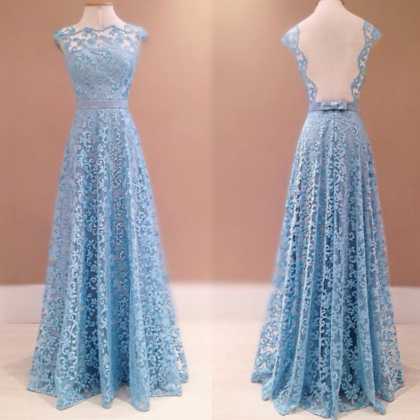 Prom Dresses Real Image, Blue Lace Prom Dresses,..
