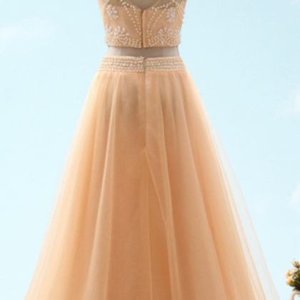 Beaded Embellished Tulle Two-piece Formal Dress..