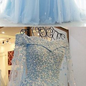 Princess Prom Evening Dresses Long Light Blue..