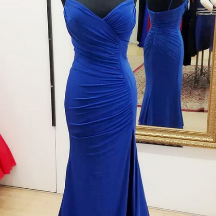 Stunning A-line Long Formal Dress ,royal Blue Prom..
