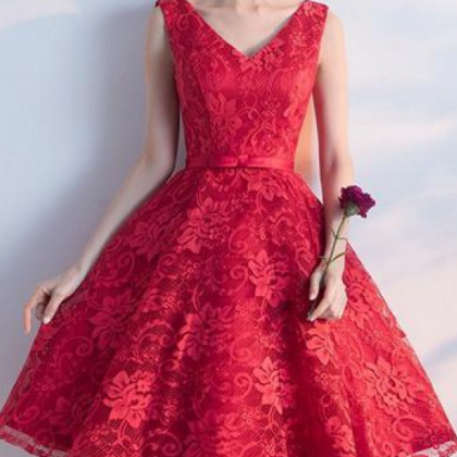 Prom Dresses Short, A-line Prom Dresses, Red Prom..