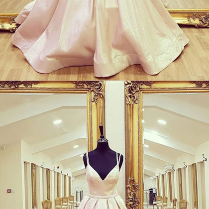 Elegant Custom Made V Neck Satin Long Prom Dress,..