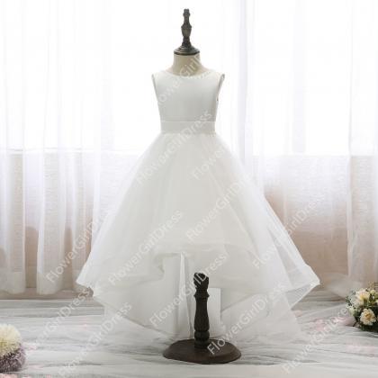White Floral Tulle Sweetheart Neck Long Formal..