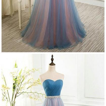 Blue Prom Dresses, Prom Dresses Long, Tulle Prom..