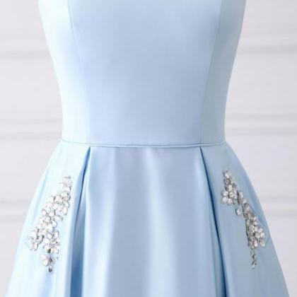 A-line Strapless Long Prom Dresses With Pocket,..