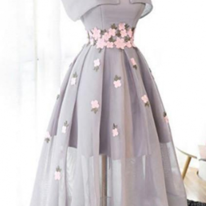Gray Prom Dress, Off Shoulder Prom Dress,a-line..