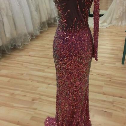 Charming Sequins One Shoulder Prom Dress, Two..