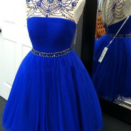 Luxury Royal Blue Homecoming Dress Beads..