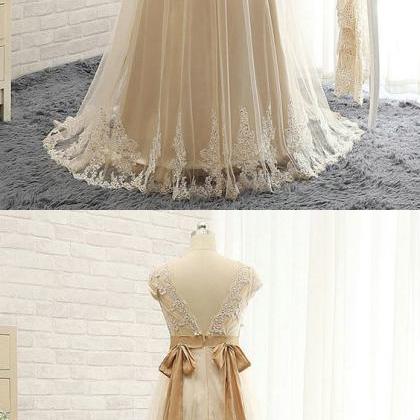 Champagne Bridesmaid Dresses Lace, Yellow..