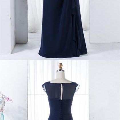 Elegant Dark Blue Ruched Bridesmaid Dress With..