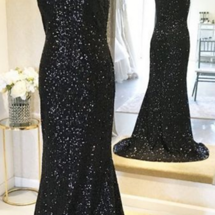 Gorgeous Sparkly Sequins Prom Dress, Black..