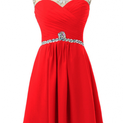 Red Bridesmaid Dress,Chiffon Short ..