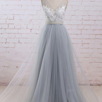 Princess Wedding Dress,v-neck Part Gowns, Tulle..