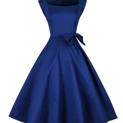 Navy Blue Short Satin Homecoming Dress, Cap Sleeve..