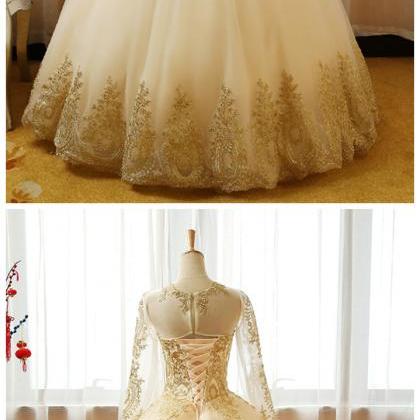  long Sleeves ball Gown Tulle Weddi..