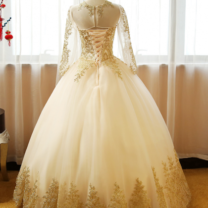  long Sleeves ball Gown Tulle Weddi..