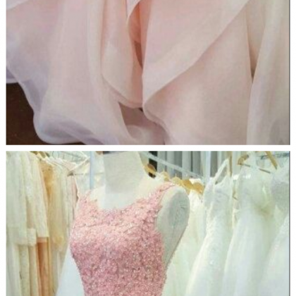 Custom Charming Pink Prom Dress,applique Beading..