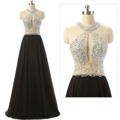 Long Prom Dresses, Black Prom Dress, Chiffon Prom..