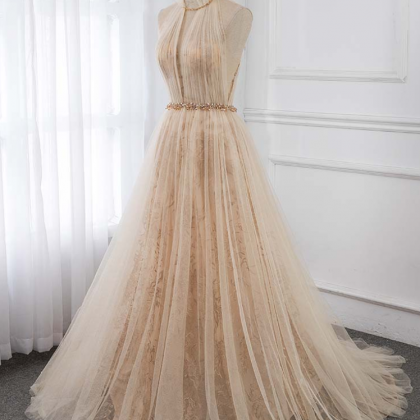 Fashion Lux Elegant Champagne Embroidery Evening..