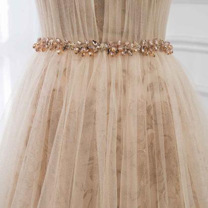 Fashion Lux Elegant Champagne Embroidery Evening..