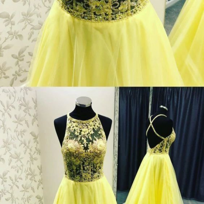 Fashion Lux Backless Yellow Long Prom Evening..