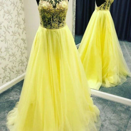 Fashion Lux Backless Yellow Long Prom Evening..