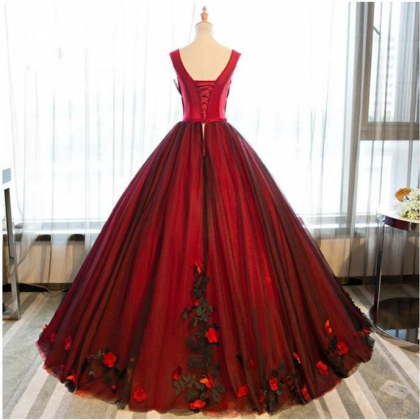 Fashion Lux Modest Wine Red Formal Appliques..