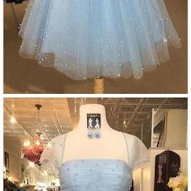 Fashion Lux Cap Sleeve Light Blue A Line Prom..
