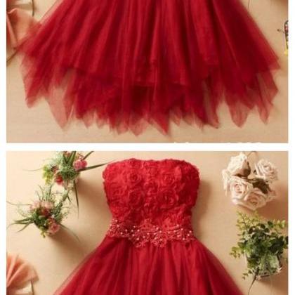 Fashion Lux Fashion Strapless Red Tulle Short..