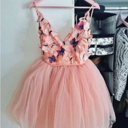 Fashion Lux Cute Spaghetti Straps Pink Party Gown,..
