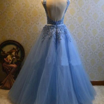Prom Dress,tulle Appliques Prom Dress,long..