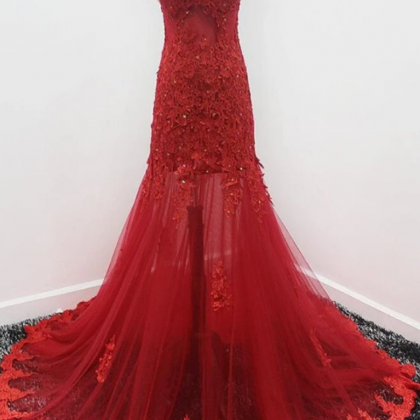 Beautiful Mermaid Tulle Sweetheart Evening Gown,..
