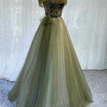 Tulle Scoop Long Party Gown, Bridesmaid Dress