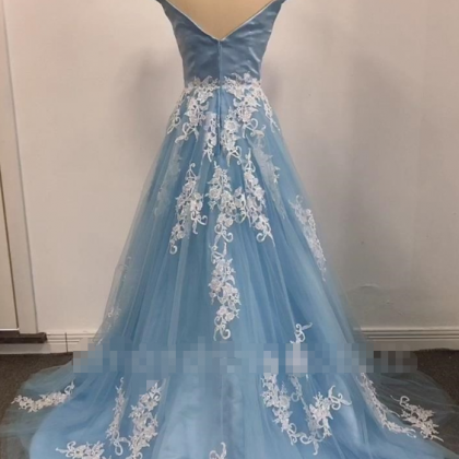 Princess A Line Off The Shoulder Tulle Lace Prom..