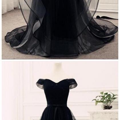 Black Party Dress Off Shoulder Junior Prom Dress ,..