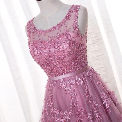 Prom Dresses,pink Prom Dresses,lace Prom..