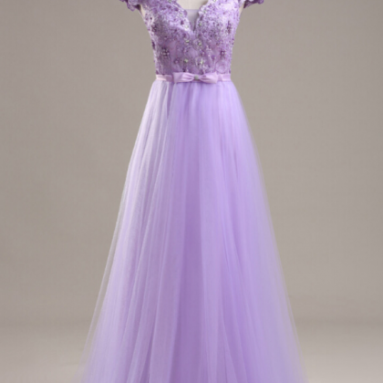 Lavender Prom Dress, A Line Prom Dress,lavender..
