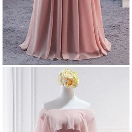 Pink, Long ,chiffon, Wedding, Party Dresses, Cute..