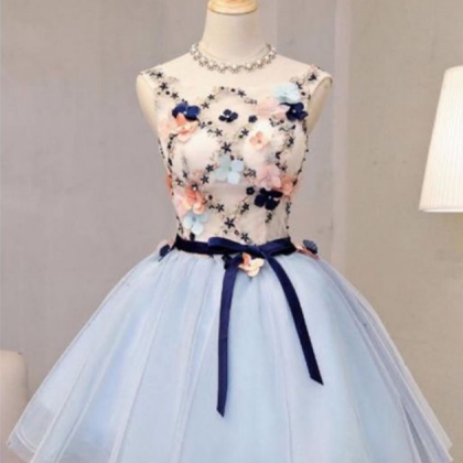 Vintage, Flower, Short Princess, Homecoming Dress,..