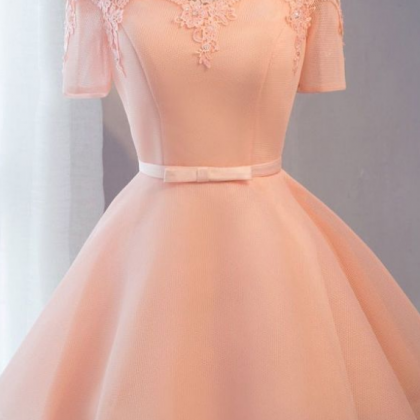 Customized, Enticing Pink ,short Party Homecoming..