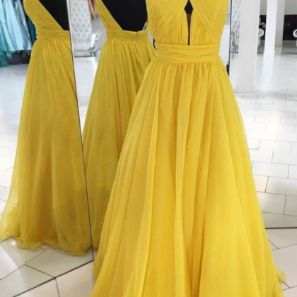 High Neck, Backless ,yellow Long..