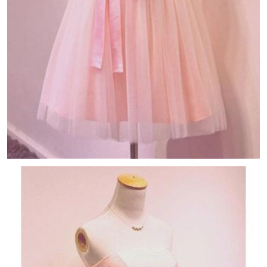 Girly Simple Short ,pink Strapless Homecoming..