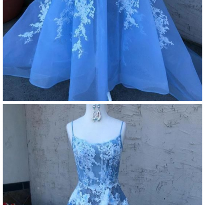 V-neck Beaded Long Prom Dresses, Unique Tulle A-line Prom Dresses 2020