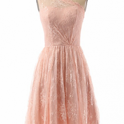 One Shoulder ,cute Short Prom Dress, Lace..