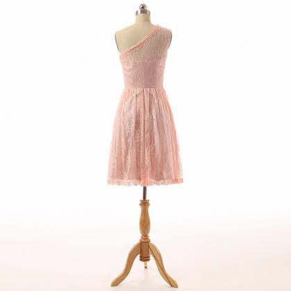 One Shoulder ,cute Short Prom Dress, Lace..